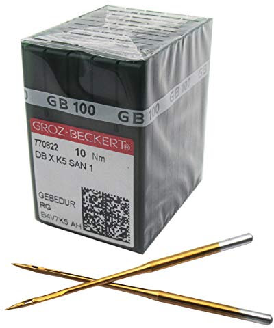 Groz-Beckert Nadeln – 100 Stück Groz Beckert DBXK5 SAN1 GEBEDUR Titanium beschichtete Industriell Stickmaschinennadeln (Größe 80/12)