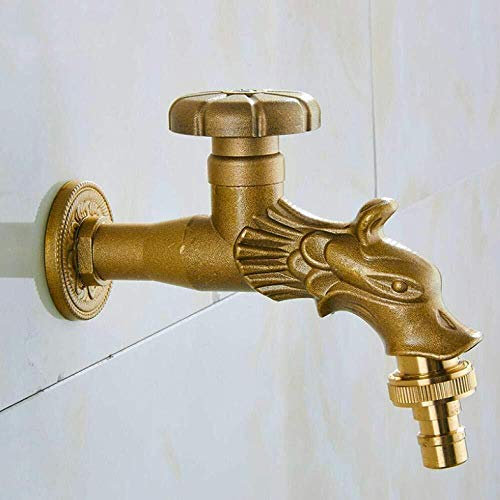 QIURUIXIANG - Filtro flessibile Drago Forma Rubinetto Dell'acqua, Giardino Esterno Rubinetto Dell'acqua Fredda, Lavanderia Bagno Cucina A Parete Lavello Rubinetto Rubinetto QI-312