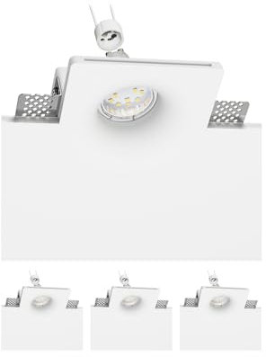 ledscom.de 4 Stück LED Gips Einbaustrahler GIEDI DIY, inkl. GU10 Lampe (warmweiß, 2,339W, 227lm, 110°)