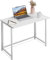 Homesbrand Compact Folding Desk White, Wooden Computer Desk for Home Office Working, Narrow Metal Frame Study Writing Table, Modern Small Desk (80x46.5x76cm)