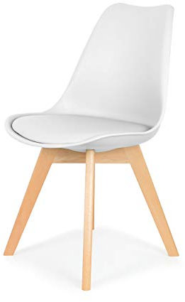 IHANA Dining Chair with Cushioned Pad Seat & Solid Beech Wood Legs for Mid Century Modern Dining Room Living Room Bedroom Kitchen & Lounge