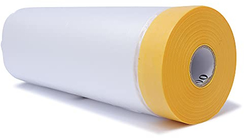 gws 3 Rollen Maler-Abdeckfolie mit Washi- Tape, Faltmasker für scharfe und flache Farbkanten, rückstandslos entfernbar, 33 m x 550 mm