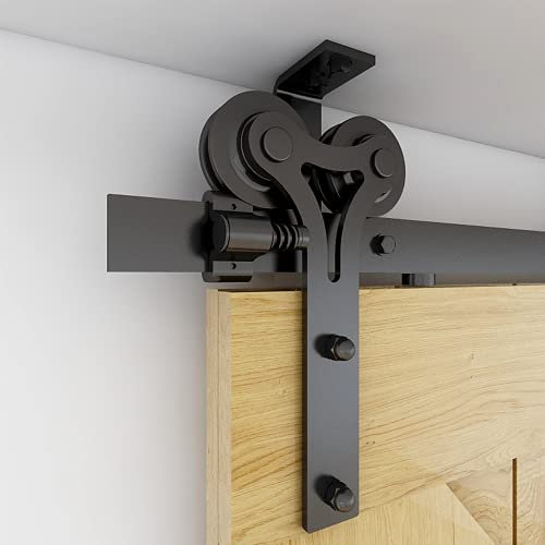 CCJH 4FT/122cm Rail de Porte Coulissante Support de montage au plafond Kit de Rail pour Porte Coulissante Système de Porte avec Roulettes et Rail Forme Y Cintre à rouleaux Set Pour porte simple