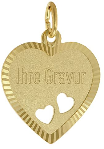 trendor Damen Gravur-Anhänger Gold 333 (8 Kt) Herz mit Namen inklusive Wunsch-Gravur Gravurschmuck aus Echtgold, Schmuckstück für Damen und Herren, 51933