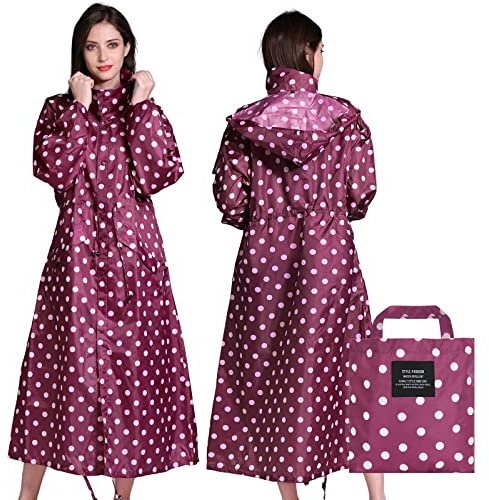 LAMA Stylish Long Raincoat Unisex Rain Poncho with Waterproof Flap Pocket Hood Drawstring Adult Rain Clothing Rain Cape Rain Jacket Rain Coat Rain XL