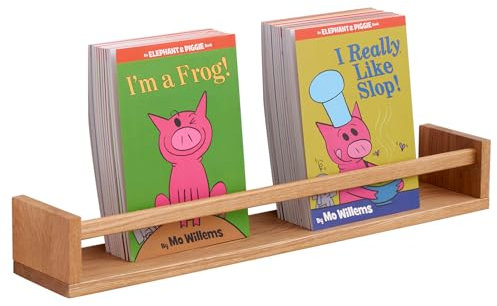 TREOAKWIS Wandregale Kinderzimmer - 60 cm Bücherregal Kinder Eiche Schweberegal Wandregal MassivHolz Bücherregal Kinder Wand für Wohnzimmer Gewürzregal