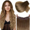 LaaVoo Extensions Echthaar mit Draht Braun Balayage Wire Hair Extension Remy Human Hair Ombre Mittelbraun bis Hellbraun Dunkelblond Invisible Secret Wire Extensions Echthaar 80g 30cm #6/8/14