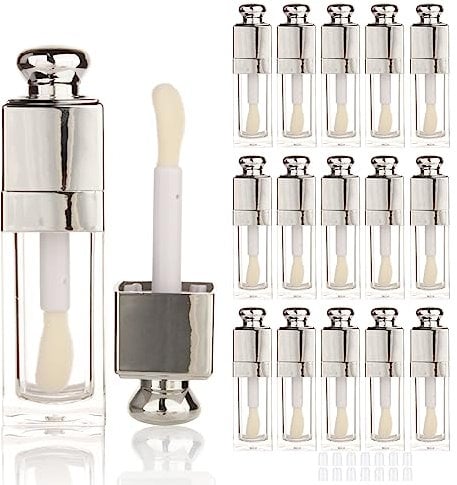 COSIDEA 18PCS Empty 8ML Square clear Lip Gloss Tube Silver big doe foot wand lipgloss tubes for Lip oil tint bottles container