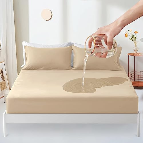 Sufdari Protector de colchón impermeable 90 x 200 cm, sábana bajera ajustable, transpirable, protector para incontinencia, funda impermeable para colchón, protección contra la humedad