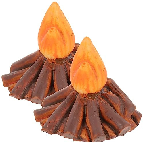 SAFIGLE Miniatur Lagerfeuer 2 Stück Harz Deko Für Puppenhaus Feengarten Und Sandtisch 0.8 Zoll Realistisches Falsches Lagerfeuermodell Zum Basteln Und Mini Haus Zubehör