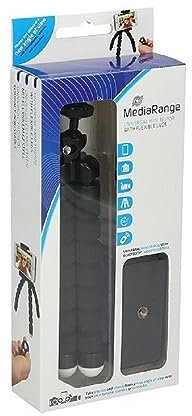 MediaRange Universal Mini-Stativ mit flexiblem Gestell und Fernauslöser, schwarz