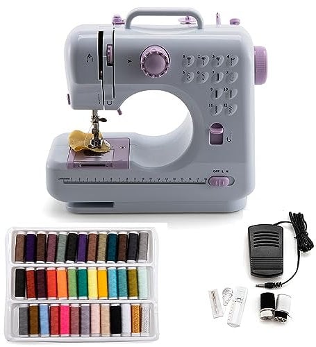 Mini máquina de coser Máquina de coser portátil para principiantes Adultos, máquina de coser eléctrica para coser seda Denim Lana Cuero
