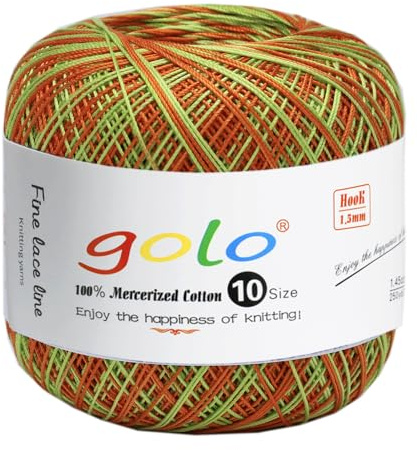 golo Crochet Thread Size 10 Yarn for Hand Knitting Lace Yarn Orange green-D09