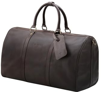 DRAKENSBERG Weekender 'James' (50cm) - Klassische Leder Reisetasche, Damen, Herren, offizielles Flug-Handgepäck, 30L - Dunkel-Braun, DR00420