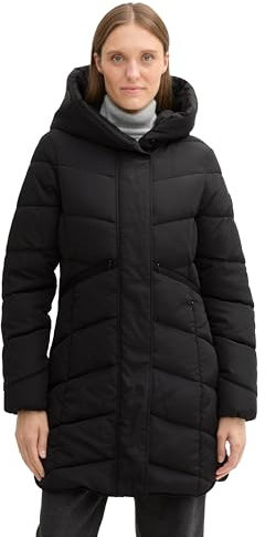 TOM TAILOR Damen Puffer Parka mit Kapuze, 14482 - Deep Black, XXL