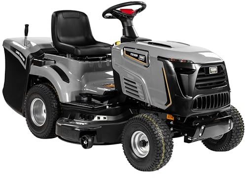 TEXAS Profi Rasentraktor XXL Aufsitzrasenmäher Rasenmäher Traktor Bulldog E-Start Premium TTC102H | 452cm³ | 245l Fangkorb | 12,5PS | 4-Takt | 102cm | 30-90mm | 192kg | Hyd.Getriebe | LED-Scheinwerfer
