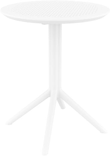 CLP Klapptisch Sky I Rund Oder Eckig I Klappbarer Gartentisch, Stabil Und Pflegeleicht Für Innen Und Außen I UV Beständig Und Wetterfest, Farbe:weiß, Form:rund