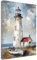 ZQQART Ozean Leuchtturm Leinwanddrucke Küstenlandschaft Bild Felsen weißer Leuchtturm nautisches Poster für Schlafzimmer Badezimmer Wohnzimmer Heimwanddekoration (30x45cm)