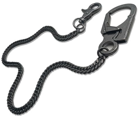 Ahiller Schlüsselkette,Double Lock Wallet Sicherheitskette,Lange Hosenkette für Herren,Heavy Duty Biker Geldbörsenkette(Gunmetal-JRL-QK)
