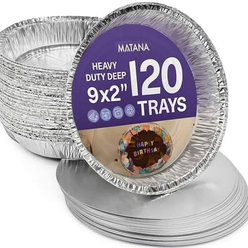 MATANA - 120 Runde Backbleche aus Aluminiumfolie, Alu Backformen Einweg, Aluschalen Rund, Aluformen für Linzertorte - (23cm/1060ml)