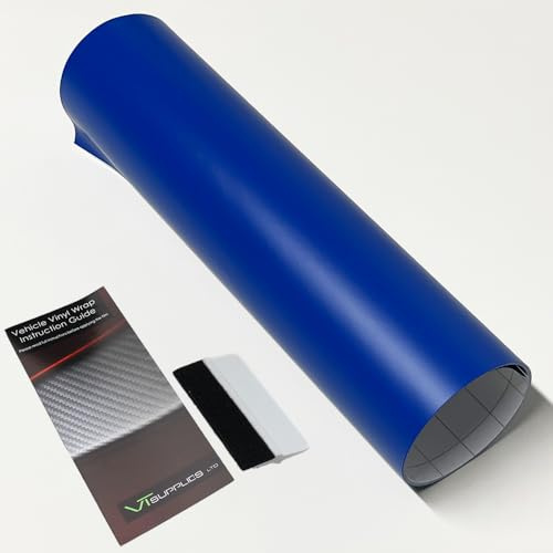 Matt Car Vinyl Wrap [Self Adhesive Air Release Film] with Squeegee Tool - Outdoor Rated for Car Automotive Use (Dark Blue, 30 x 152cm)