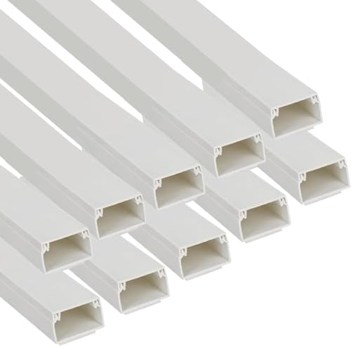 Jandei - Packung mit 10 Kabelkanälen, selbstklebend, Weiß, für PVC-Kabel, Organisation und Schutz der Verkabelung, 40 cm Länge (4 Meter) (16 x 25 mm)