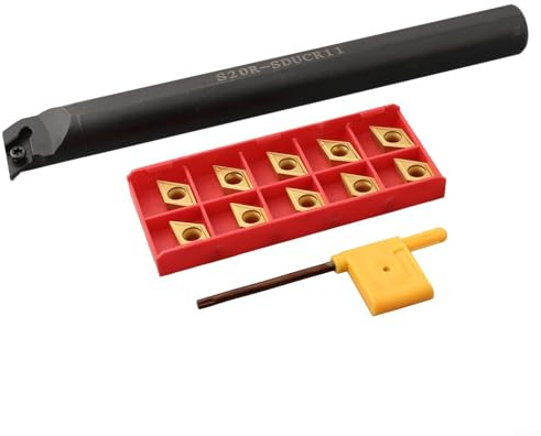 20 x 200 mm Drehmeißel Bohrstangenwerkzeug mit DCMT11T304 Einsätzen und Schraubenschlüssel für effiziente Bearbeitung