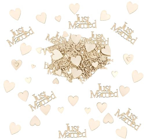 Hochzeitsdeko, Tischdeko Hochzeit Mit 100 Natürlichen Holzstücken, Hochzeit Deko Für Tischdekoration Und Partydekoration, 4 Verschiedene Designs (25 Stück Pro Design)