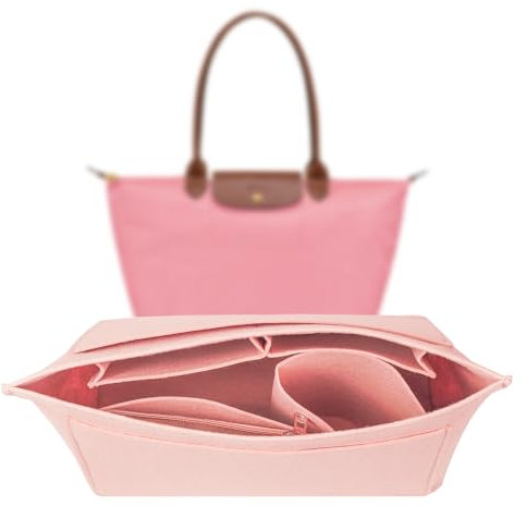 LUOJINYI Organizer für Longchamp Tasche, taschenorganizer für longchamp tasche damen, taschen organizer, longchamp tasche damen organizer, Große Kapazität Handtasche Einsatz(Rosa, L)