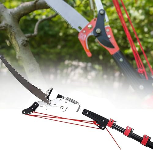 Teleskop Astschere mit Seilzug,Teleskop Astschere Astsäge Baumschere Seilzug Gartensäge Baumsäge,Gartensäge mit Seilzug,Baumschere für Äste bis ca.Ø 30 mm,Teleskopsäge und Teleskopschere(7.2M (24FT))