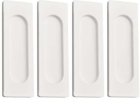 MOROBOR Lot de 4 poignées de porte coulissantes rectangulaires autocollantes en alliage d'aluminium pour portes coulissantes de grange, placard, armoire, tiroirs (blanc, 100 mm)