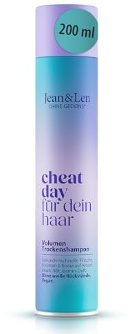 Jean & Len Trockenshampoo Volumen, leicht auszubürsten, sorgt für Textur & Griffigkeit, mit sofort Frische-Effekt, frischer und blumiger Duft, ohne Parabene & Silikone, vegan Dry Shampoo, 200 ml