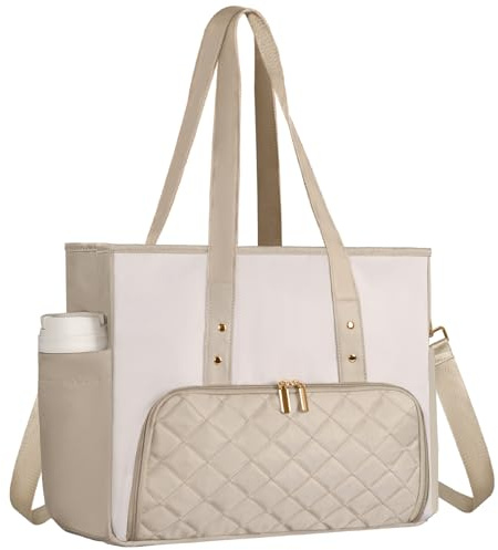 Jetviivid Laptop Tote Bag with Insulated Lunch Compartment, Work Bag Computer Handbag for Women, Lunch Tote for Office,Work, College