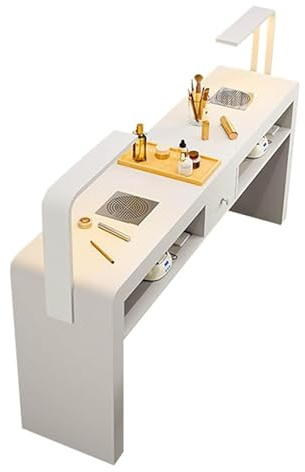 NEYTIIR Nagelstudio-Arbeitsplatz, Maniküre-Station Mit Staubabsaugung, LED-Lampe, Nagel- Und Kosmetik-Arbeitsplatz Mit Schubladen(80 * 40 * 78cm)