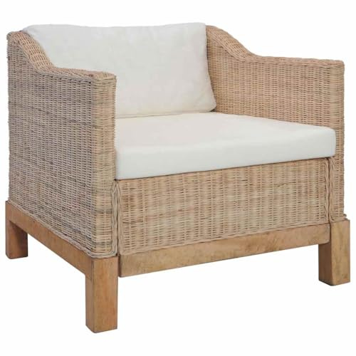 Frdhee Ohrensessel Sesselstuhl,Sessel mit Auflagen Natur Rattan,Fernsehsessel für Wohnzimmer Schlafzimmer Lounges