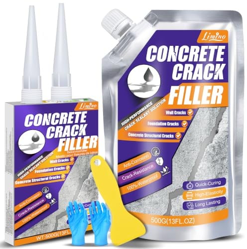 Stucco per Crepe nel Calcestruzzo - 500g Grigio Stucco per Crepe in Cemento Autolivellante ad Alta Elasticità per Vialetti, Marciapiedi, Muri, Giunti - Riparazione Facile per Calcestruzzo, Asfalto