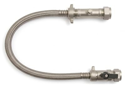 Filling Loop 15mm for Combi Boiler - 300mm Braided Flexible Hose with Lever Isolation Valve - Central Heating Pressurising Loop, Compression Fittings - HULTHOR