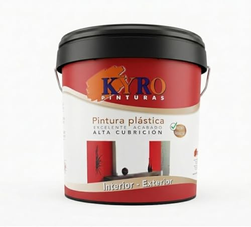 KYRO PINTURAS - Pintura plástica MATE EXTRA Color NEGRO - Acabado Mate, Bajas Emisiones - 12L y 4L (4 Litros)