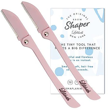 Lilibeth Brow Shaper - Dermaplaning Blades for Face - Face Shaver for Women - Dermaplaning Tool for Women - Pack of 2 Derma Blades (Baby Pink)