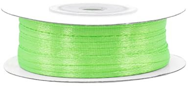 Satinband 3mm x 50m Rolle - FARBAUSWAHL in 3/6/12/18/25/38/50/75/100mm - farbecht & waschbar - Schleifenband für Ostern - Geschenkband zum Verpacken Dekorieren Basteln - Apfelgrün 555