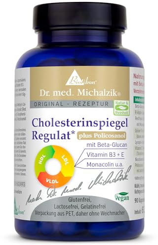Cholesterinspiegel Regulat + Policosanol - Dr. med. Michalzik - 120 Kapseln - mit Policosanol und der natürlichen Sodium-R-Alpha-Liponsäure - ohne Zusatzstoffe - von BIOTIKON®