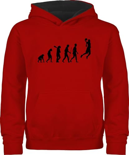 Pullover Kinder Hoodie Jungen Mädchen - & Entwicklung - Basketball Evolution - 152 (12/13 Jahre) - Rot/Schwarz - pulli basketballer kinderpullover hudi hoody hoodies hoddies/pullies hoodie.