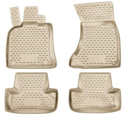 OMAC Gummimatten Fußmatten kompatibel mit Audi Q5 8RB 2008-2017 TPE Automatten Beige 4X