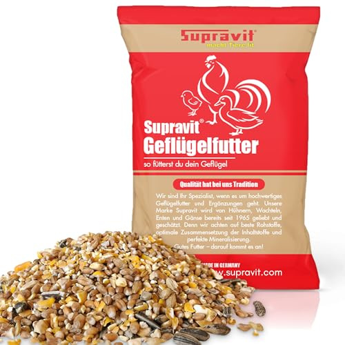 Supravit Geflügelkörnerfutter 25kg – 100 % naturnah & artgerecht | Alleinfutter für Hühner, Enten, Wachteln & anderes Geflügel, ohne Gentechnik, ideal als Winter- oder Zusatzfutter