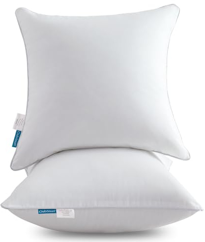 Oubonun 18x18 Pillow Inserts (Set of 2) - Throw Pillow Inserts with 100% Cotton Cover - 18 Inch Square Interior Sofa Pillow Inserts - Decorative Pillow Insert Pair - White Couch Pillow