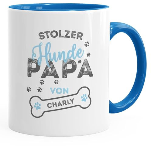SpecialMe® personalisierte Kaffee-Tasse stolze Hundepapa von [Hundename] personalisierte Geschenke Hundebesitzer Blau unisize