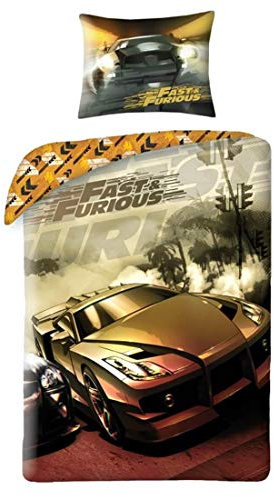 Halantex Fast and Furious Bettwäsche Set 140x200 + 70x90 cm 100% Baumwolle Fast & Furious