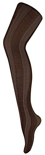 Sock Snob - Ladies Thick Coloured 80 Denier Opaque Patterned Winter Fashion Tights (8-14 UK 36/42, Stripe Brown)