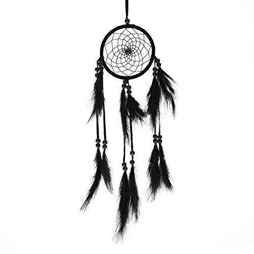 Traumfänger, handgemachte Traumfänger hängen Anhänger Bead Web für Wandbehang Ornament Auto Dekoration Geschenke(Schwarz)