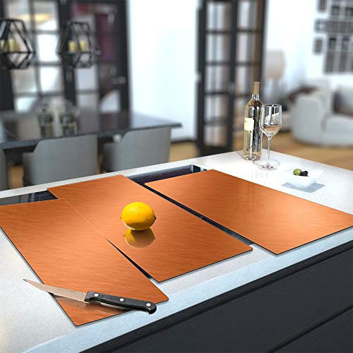 Glass Hob Cover/Chopping Board in Our Brushed Copper Design in 90cm Wide x 52cm High
